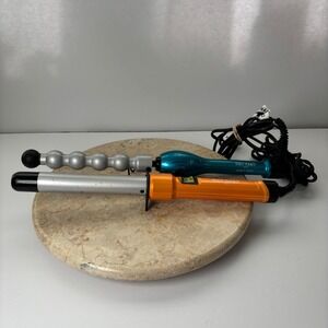 Bed‎ Head Tigi Rock N Roller Curling Iron Wand Set Orange Teal Bundle